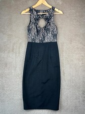 Tokyo Doll Black Lace Bodycon Dress Size 10 Floral Midi Occasion Party Wedding