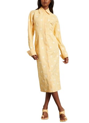  MAX MARA Kleid aus Leinen und Baumwolle mit Stickerei 46IT, 42De, 44Fr, 12US, 14Gb