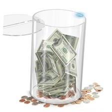 Clear Tip Jar - Acrylic Donation Box w/Magnetic Lid  Money Slot - Coin Large