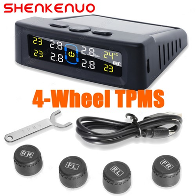 #ad RV TIRE PRESSURE MONITORING SYSTEM REAL TIME SOLAR TRAILER TPMS 4 SENSORS $19.99