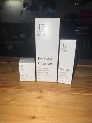 47 Skin 3 Step Treatment Set - Everyday Cleanser, Serum and Silver Mask enriched