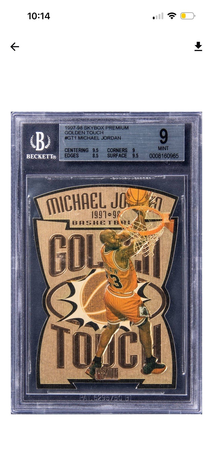 Michael Jordan 1997 Skybox Premium #1GT Golden Touch Price Guide