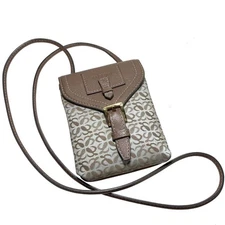 LOEWE Repeat Anagram Mini Shoulder Bag Gray Leather Nylon Authentic