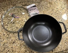 STAUB Wok Perfect Pan 12” with Glass Lid 4.5 Qt Kitchen Chef NEW