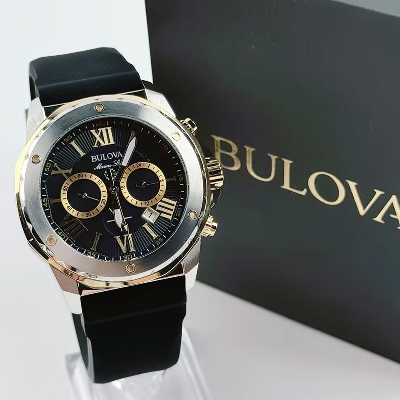 Bulova 98B277 Marine Star Gray Dial Silicone Strap Men's Quartz Watch 44mm