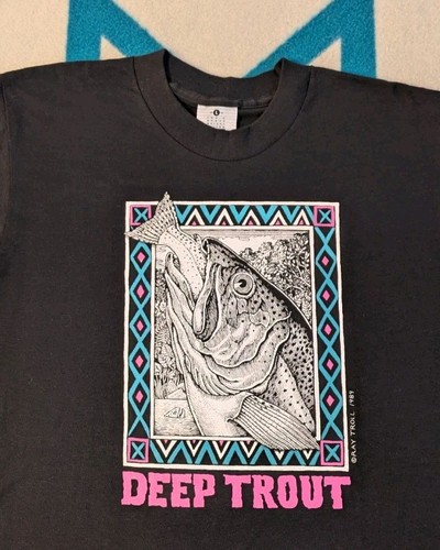Vintage Deep Trout Shirt Ray Troll 1994 Made in USA Single Stitch Fishing Large - Bild 1 von 5