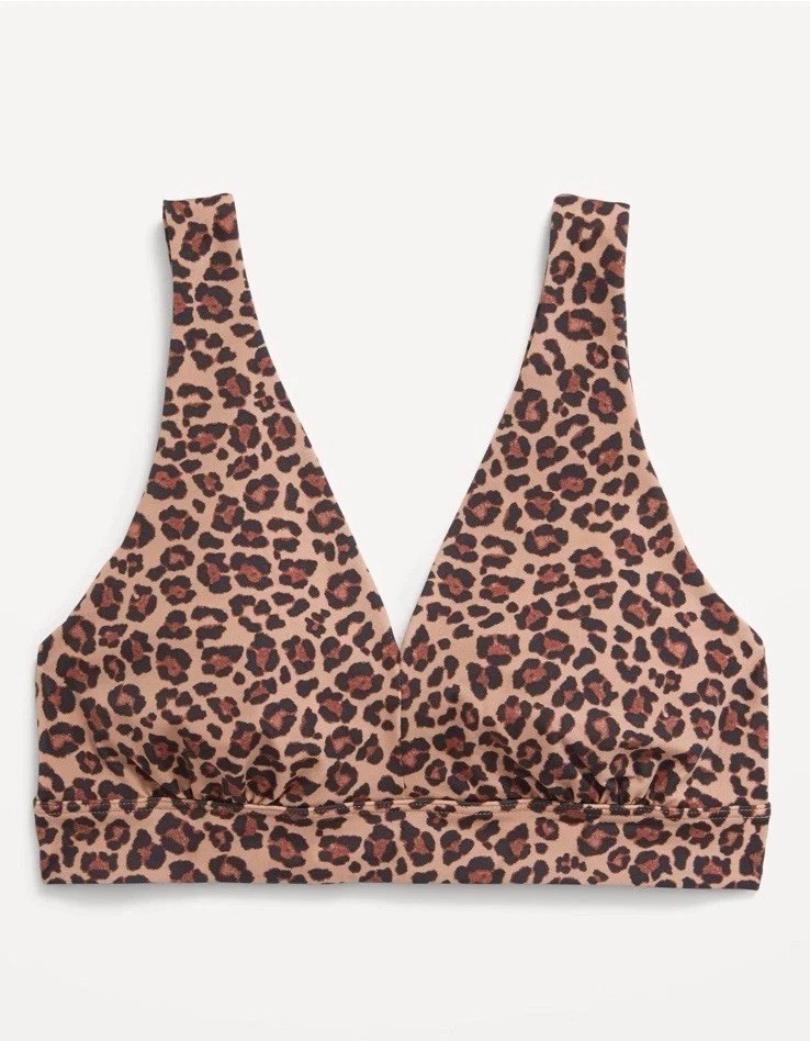 New OLD NAVY S No Show Bralette Barely There Wireless Bra Cheetah Brown Animal - Image 2 of 4