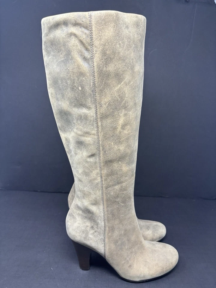 Fossil Womens US 6.5 EUR 36.5 Brown Leather Distressed Look Knee High Boots - Image 3 of 4