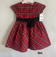 Carter's Christmas Baby Girls 2-Pcs Red Plaid Dress Holiday Festive W/ Undies 9m