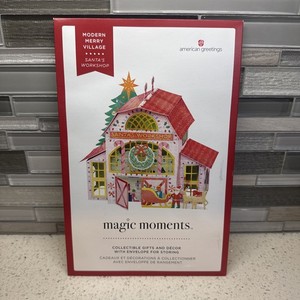 New Vintage American Greetings Santas Workshop Modern Merry Village Pop Up Decor