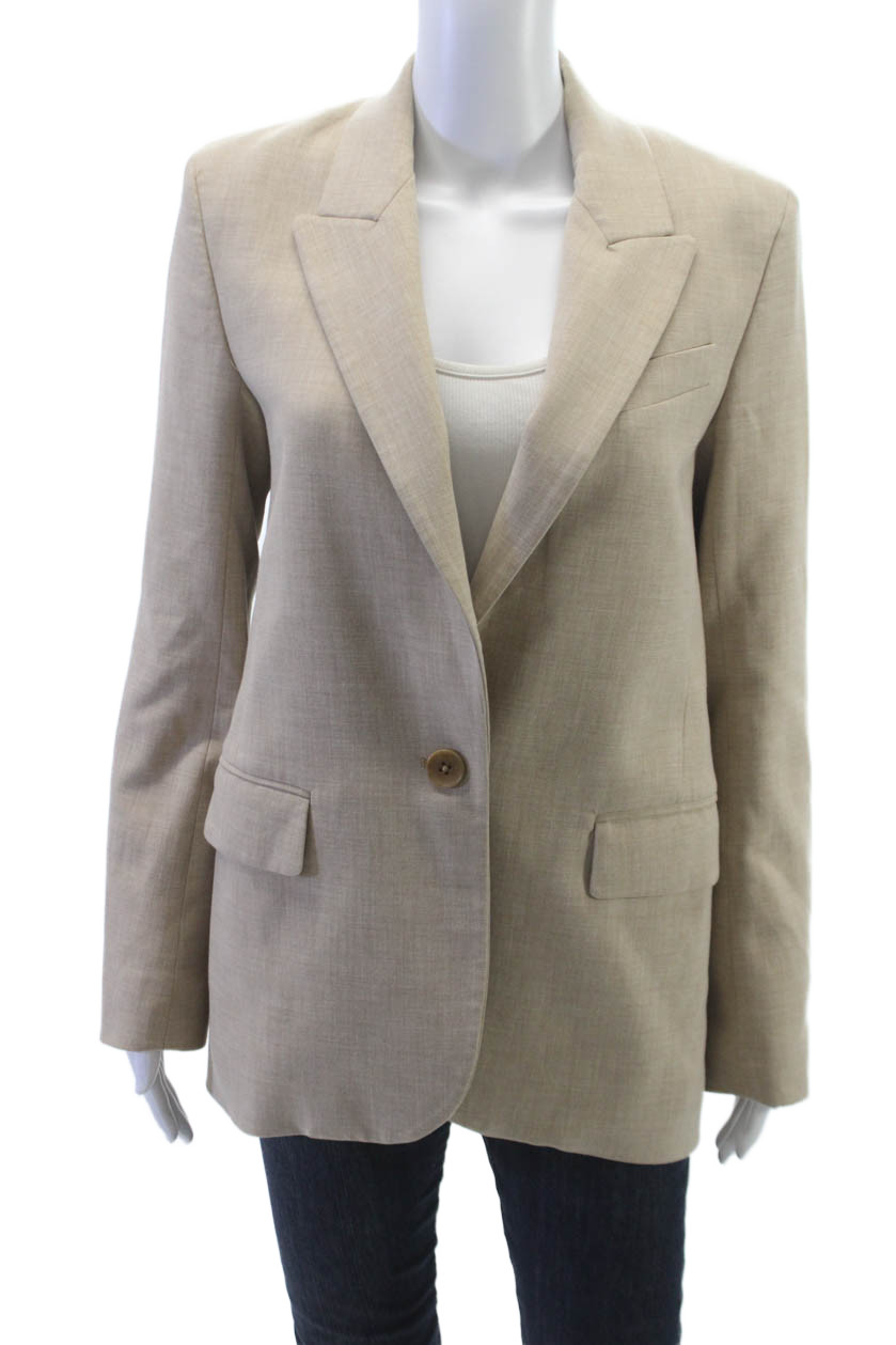 Wilfred Women Beige Blazer Button Long Sleeve Size XSFree Shipping in US $100+ Orders | $6.95 Orders Below