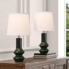 20" Ceramic Green Table Lamps for Living Room Set of 2, Dark Green Green-S
