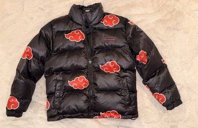 Naruto Shippuden Hypland Akatsuki Clouds Puffer Jacket Size Medium Black