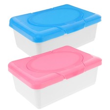 2 Pcs Refillable Wipes Container Box Wet Tissue Holder Travel Case