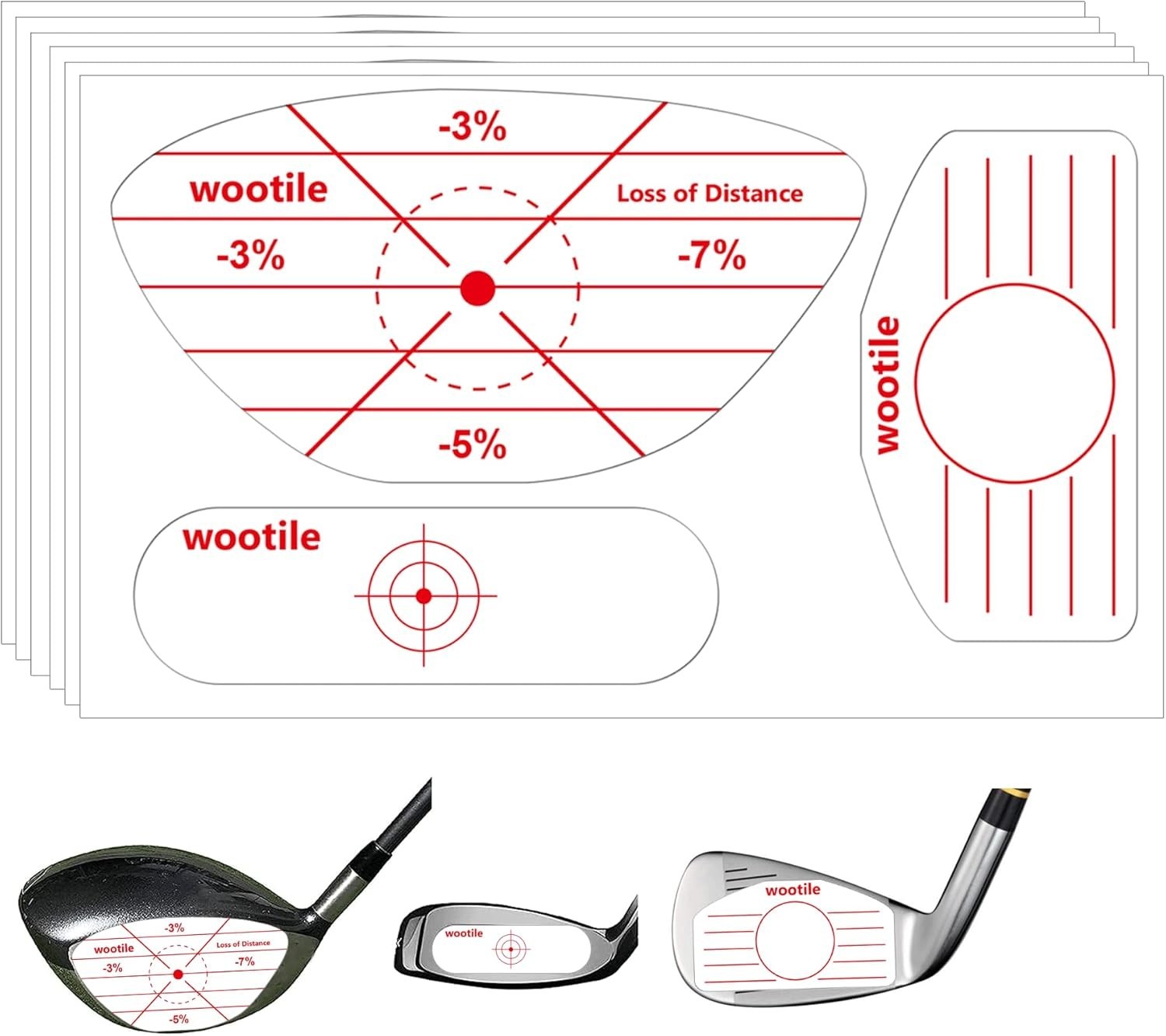 Driver Impact Tape Labels 180pcs Golf Impact Stickers Golf Clubs Labels For