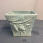 Vintage McCoy Pottery 1940s Turquoise 4" Jardiniere Lily Bud Rustic Planter #2