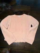 Tommy Bahama Girls Pink Chenille Cable Knit Sweater Size M 7/8