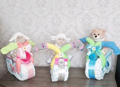 Pampers Windel Tortenfahrrad Fahrrad für Baby Junge und Baby Mädchen