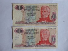 2 x 1 Peso Banknote Argentina 1983 - 1984 - nice condition circulated examples