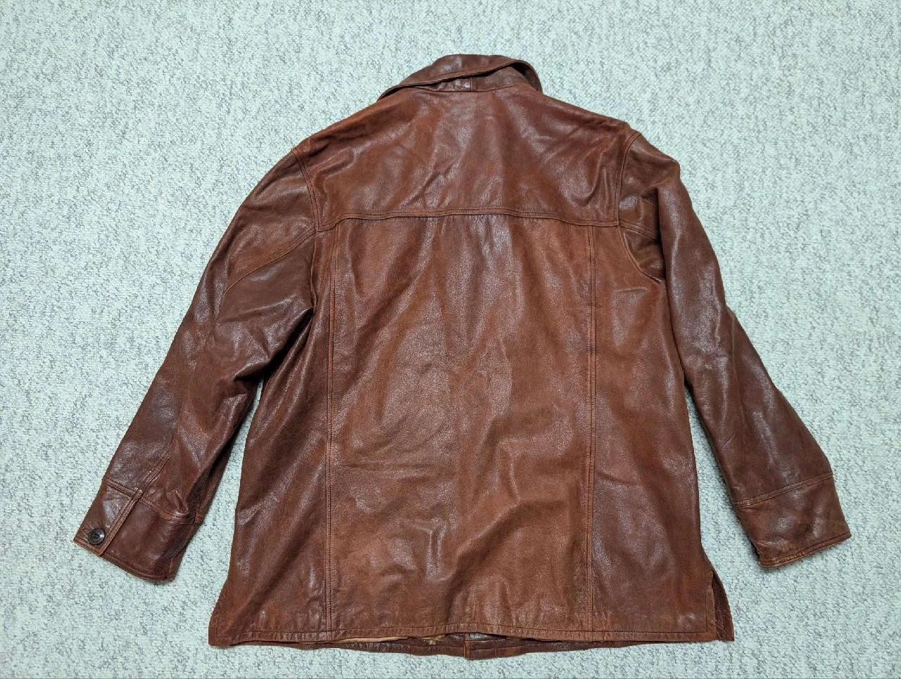 1990s vintage WILSONS leather coat 2XL brown PATINA broke-in Y2K distressed - product detail image 2