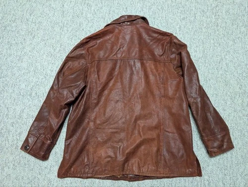 1990s vintage WILSONS leather coat 2XL brown PATINA broke-in Y2K distressed image 2