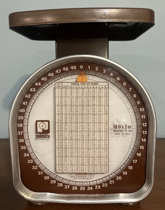 Vintage Pelouze Postal Scale Brown - 50 Pound Limit Postal Scale  |  Model Y50