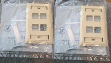 (2) pack Lucent M14L-246 4 Keystone Port Single Gang Data Wall Plate ivory Beige