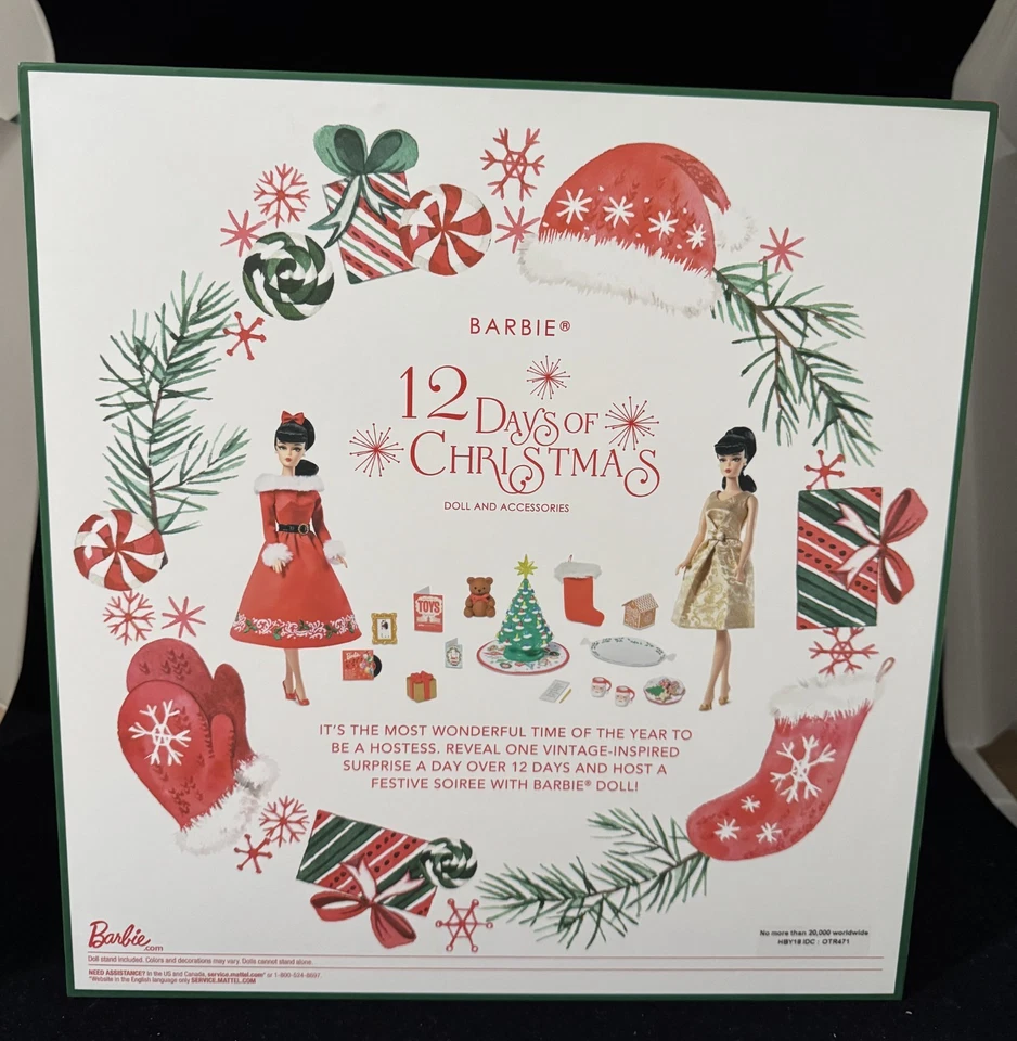 Barbie Signature 12 Días de Navidad Muñeca Coleccionable y Accesorios HBY18 NUEVO Foto 2 de 4