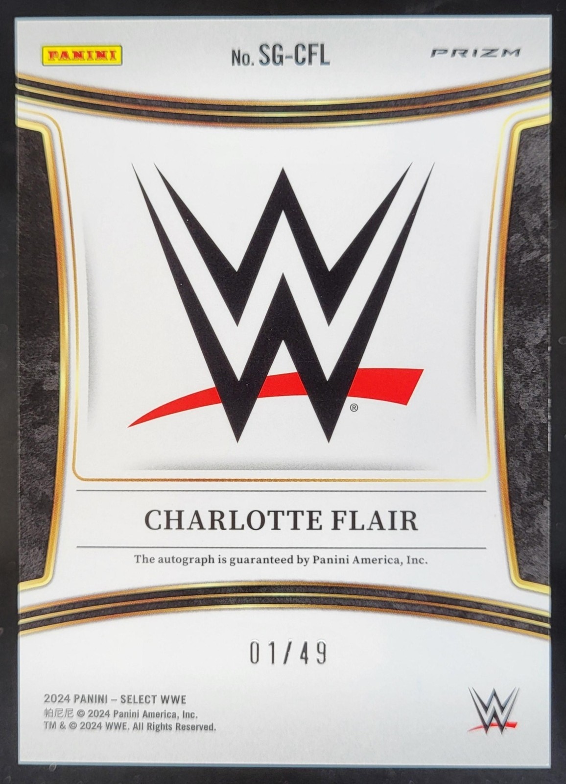 2024 Panini Select WWE Charlotte Flair Signatures Blue Prizm /49 Auto MH10 view 2