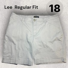 Lee Regular Fit Mid Rise Shorts Womens 18 Light Gray Cotton Blend Casual Twill