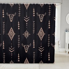 Bull Skull Shower Curtain 72" Wx78 L Boho 72"W x 78"L Pack of 1 Multi 391