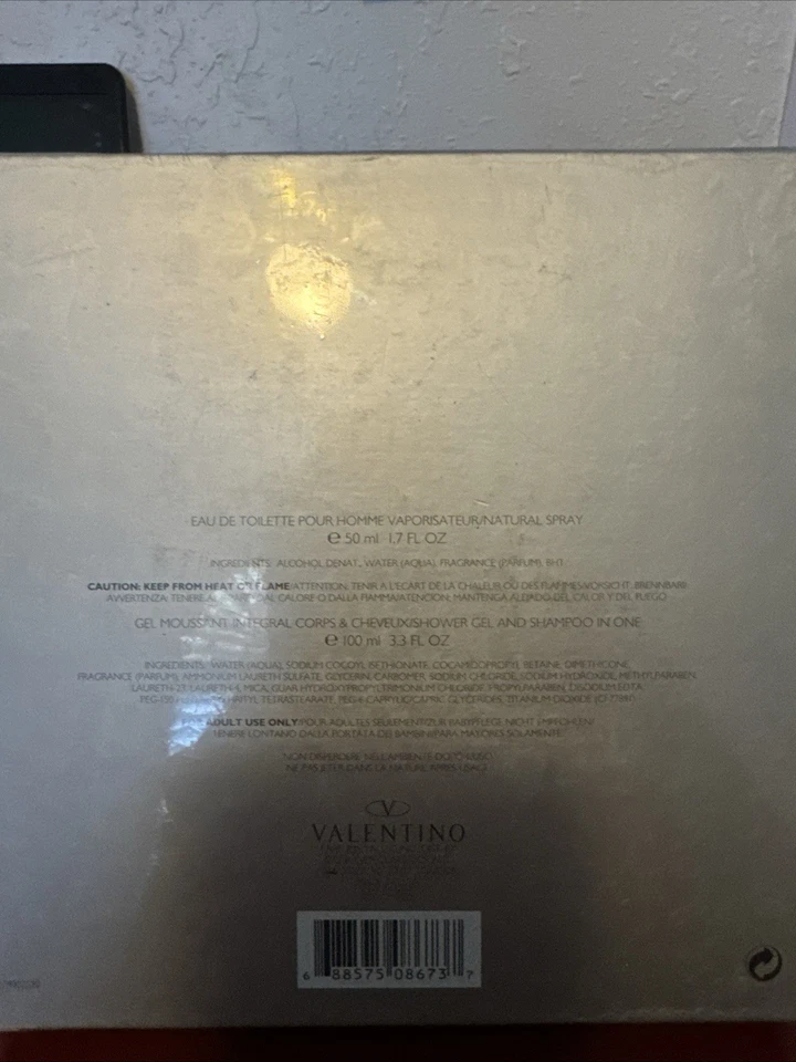 Valentino Very Valentino 1,7 oz Eau de Toilette Pour Homme Edt 3,3 gel de banho selado conjunto de presente - Imagem 2 de 2