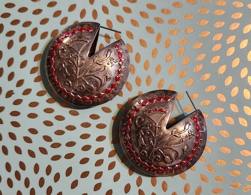 Vintage Wright And Teague Silver Hoop Earrings