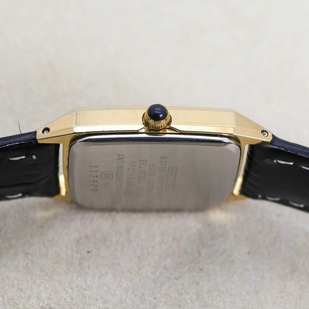 Operating Seiko Watch Gold Square Leather Battery Women'S