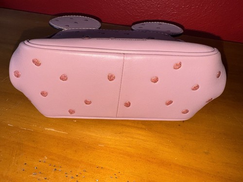 Disney Coach Limited Rose Gold Pink Mickey Kisslock Polka Dot Bag Purse & Charm - Picture 10 of 10