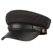 Chauffeur Hat for Men Women, Classic Vintage Captain Hat Newsboy One Size Black