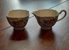 Vintage Lord Nelson Ware Creamer & Open Sugar with Roses