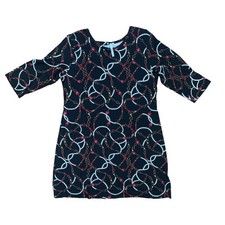 Lulu B Shift Dress Black Rope Chain Print 3/4 Sleeve Worn One Time Sz L