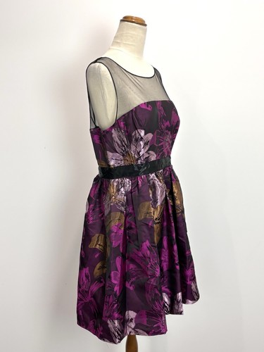 Adrianna Papell Womens Dress 14 L Purple Gold Orchid Tulle Cocktail Party Formal - Picture 4 of 16