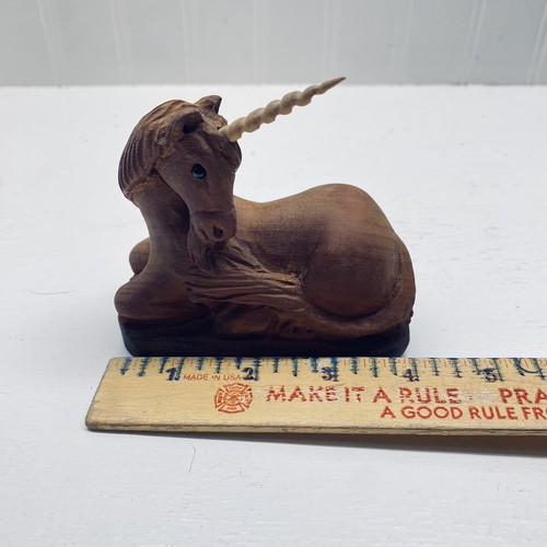 Vtg Wood Unicorn Figurine Sculpture Hand Carved - Picture 9 of 9