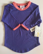 NWT LuLaRoe Kids' SLOAN Size 2 BASEBALL TEE Violet PURPLE Coral PINK Ringers