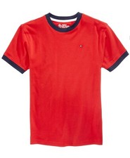 Boy's Tommy Hilfiger Red Crew Neck Tee 100 Cotton Short Sleeve - Small 8/10