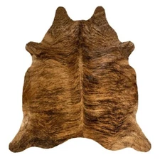 Genuine BRINDLE CARAMEL BROWN Cowhide Rug natural hair 6X6 FT Cowhides Cow Hide
