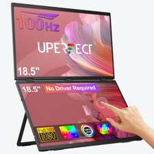 18.5" 1920x1080 Touchscreen Dual Portable Monitor 100Hz Foldable USB-C Display