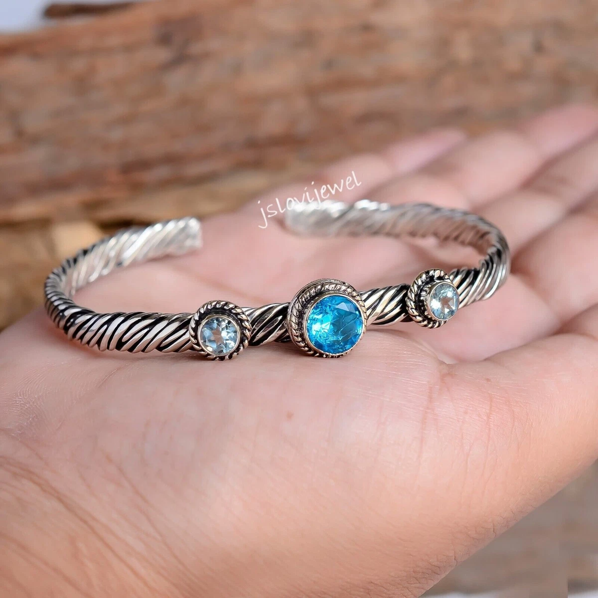 Blue topaz cuff bracelet deals