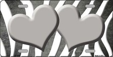 Gray White Zebra Hearts Oil Rubbed Metal Novelty License Plate Tag Lp6955