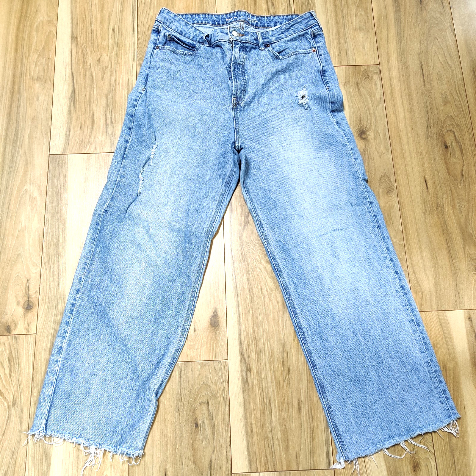 OLD NAVY Jeans Women 14T SkyHi Wide Leg Stretch Denim Hi Rise Raw