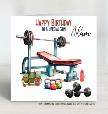 FORGETMEKNOT CARDS Personalised Gym Birthday Cards Men Fitness Teenager Son Grandson Husband Friend