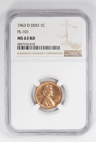 1963-D DDO Lincoln Memorial Cent FS-101 1C NGC MS63 RD
