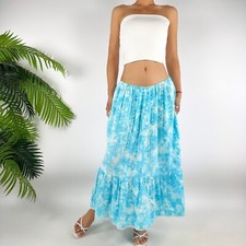 Vintage Y2K Blue Tie Dye Boho Fairycore Low Rise Beachy Hippie Maxi Skirt / S